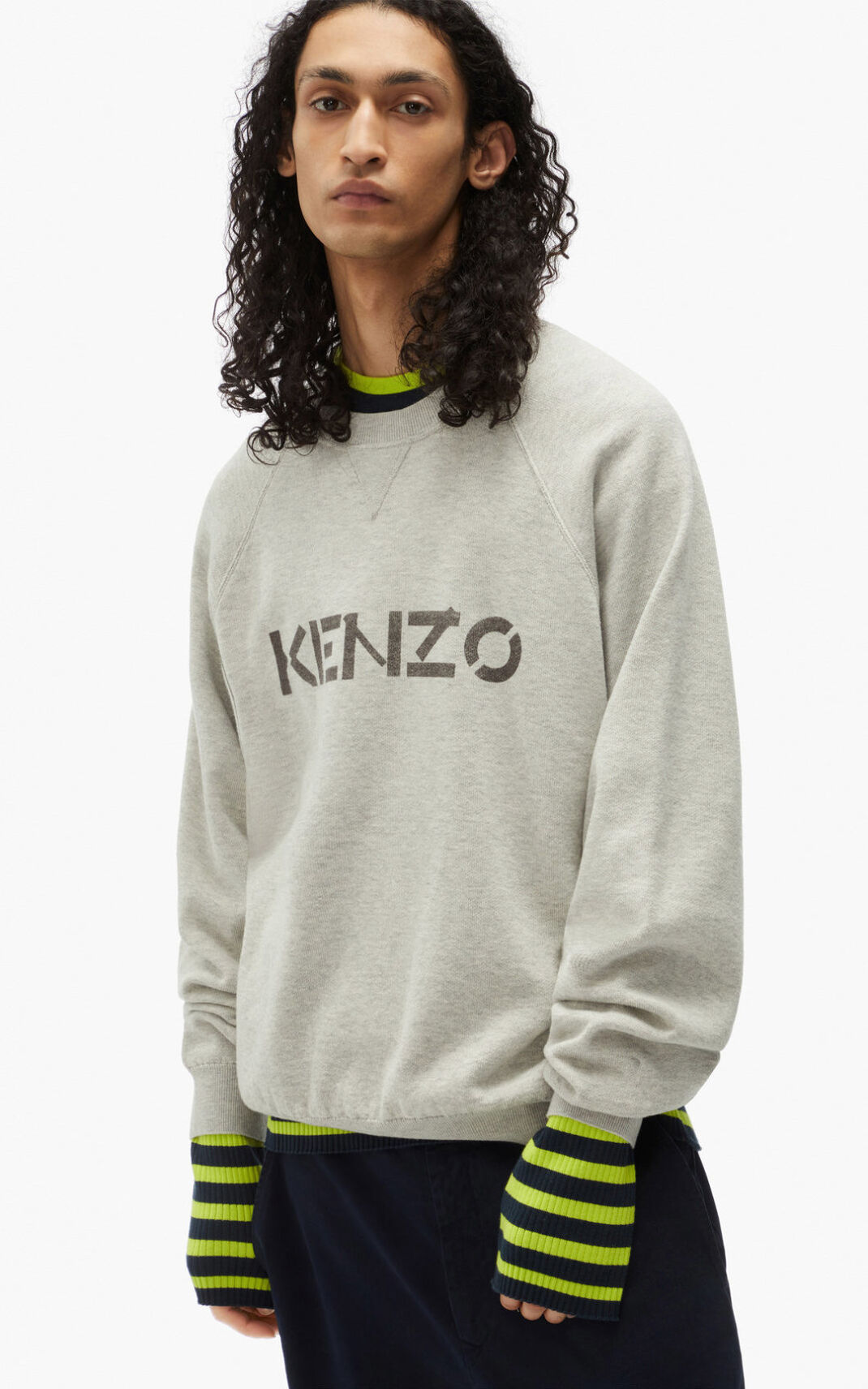 Pull Kenzo Homme logo Grise JVZOB-8724